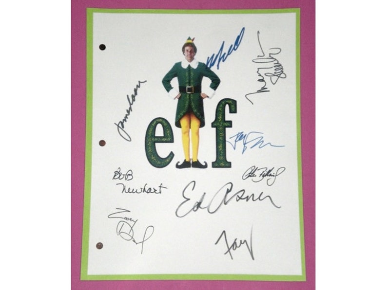 Elf Entire Movie Script Screenplay Autographed: Will Ferrell, Bob Newhart, Ed Asner, James Caan, Zooey Deschanel, Mary Steenburgen zdjęcie 1