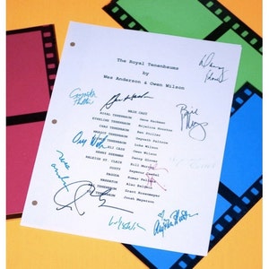 The Royal Tenenbaums Movie Script Signed Screenplay Autographed Gene Hackman, Ben Stiller, Wes Anderson, Gwyneth Paltrow, Owen Wilson & More