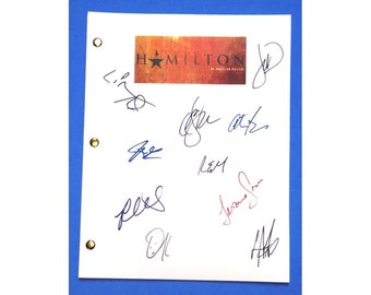 Hamilton Script Broadway Lyrics Signed 10X Lin-Manuel Miranda, Phillipa Soo, Leslie Odom, Jr., Deveed Diggs, Renee Elise Goldsberry Rpt