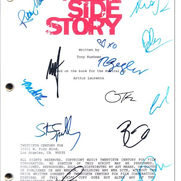 West Side Story 2021 Movie Script Signed Screenplay: Ansel Elgort Rachel Zegler Rita Moreno Ariana DeBose David Alvarez Mike Faist +more