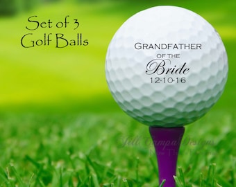 GRANDFATHER of the BRIDE, custom golf balls- gift for Grandpa - Wedding - Bride's Grandfather, Grandfather of the Bride, golf wedding