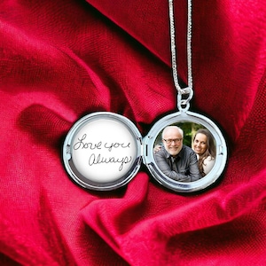 Personalized Photo & Handwriting Locket Necklace – Custom Jewelry – Sentimental Christmas Gift for Her – Unique Holiday Keepsake