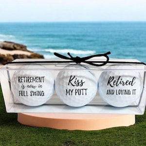 Funny Retirement Golf Balls Gift Set – Kiss My Putt, Retired and Loving It, Full Swing – Custom Golf Gift for Retirees
