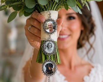 Personalized Photo Wedding Bouquet Charm - Memorial Bridal Keepsake