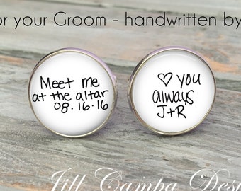 GROOM Cufflinks - Custom handwriting Cuff Links - Wedding Cufflinks - groom Cuff Links - custom cufflinks- gift for Groom on wedding day