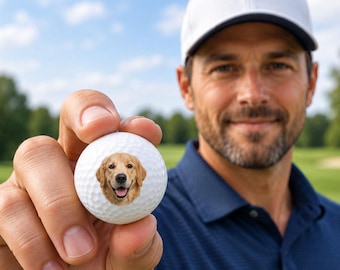 Custom Dog Face Golf Balls, Personalized Pet Photo Gift for Dog Dad Golfer