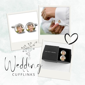Custom Photo Cuff Links for the Groom or Father of the Bride, Wedding Cuff links with photos, Father of the bride cuff links, memorial gift