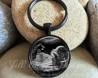 Sonogram gift - Sonogram keychain - BLACK keychain - sonogram gift for Dad - sonogram jewelry, sonogram key chain, baby sonogram, ultrasound