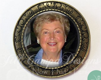 Memorial Photo Brooch - Wedding Bouquet Pin, Remembrance Gift