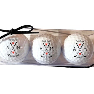 Couple Golf Balls, FORE-EVER, bride and groom golf balls, wedding golf balls wedding gift for couple golf wedding, engagement image 4