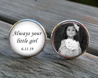 Father of the Bride gift - Father of the bride cufflinks, Always your little girl - Father of the bride, photo cufflinks - wedding gift dad