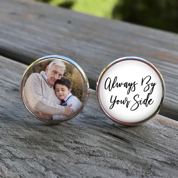 Custom Photo Cuff Links, Memorial cufflinks, Wedding Cufflinks, Picture Cuff Links, custom cuff links, Groom cuff links, always by your side