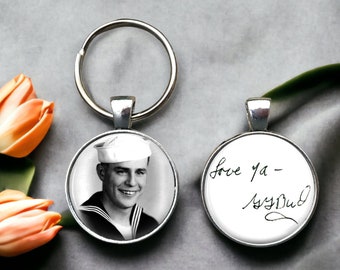 Personalized Photo & Handwriting Keychain – Memorial Keepsake Gift