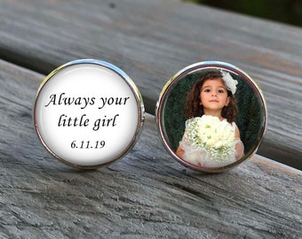 Father of the Bride gift - Always your little girl - Father of the bride, photo cufflinks - Father of the bride cufflinks - wedding gift dad