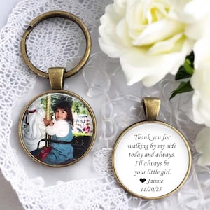 Father of the Bride Gift, Stepfather Gift, Wedding Photo Keychain, Thank You for Walking by My Side, Personalized Dad Gift