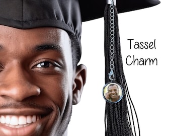 Graduation Memorial Tassel Charm – Custom Photo Charm for Cap or Gown – In Loving Memory