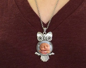 Cute Owl Necklace with your custom photo