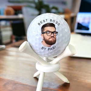 BEST BOSS by Par - Personalized Photo Golf Ball & Tee Stand or Set of 3 - Ideal Holiday Gift!