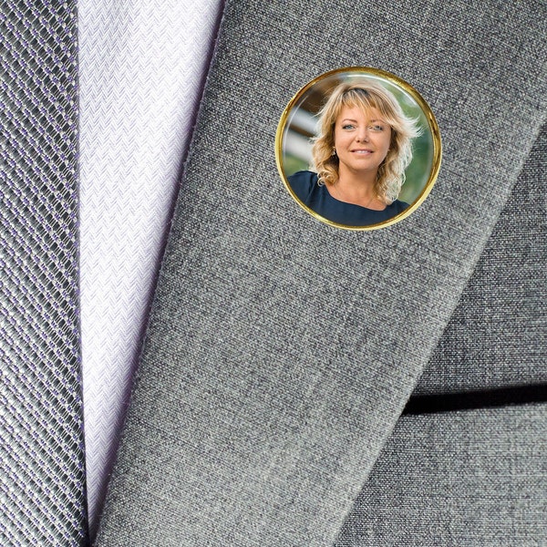 GOLD Memorial pin, Custom Photo Lapel Pin, Memorial lapel pin, in memory lapel pin,  photo Lapel Pin, funeral lapel pin, memorial photo pin