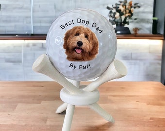 Father's Day Gift for DOG DAD - Best Dog Dad By Par, Your Dog’s Face on a golf ball, fun golf gift idea for husband, boyfriend, dog lover
