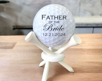 GIFT SET for Father of the Bride, custom golf ball with tee stand, wedding party gift, Bride's Father, Father of the Bride gift from bride