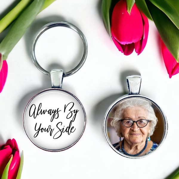 MEMORIAL KEYCHAIN - Your LOVED one's photo on one side - remembrance - in memory of - in loving memory - memorial charm - memorial gift