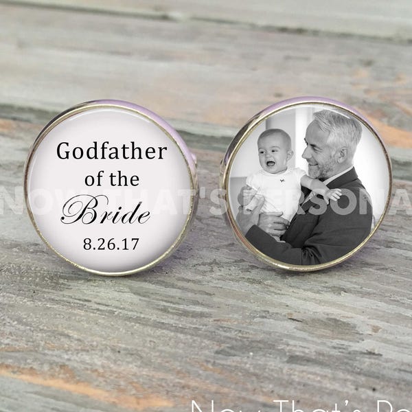 Godfather of the Bride Cufflinks - Custom Photo Cuff Links - Godfather Cufflinks - Picture Cuff Links - Godfather of the bride cuff links