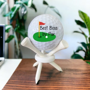 Gift Set, BEST BOSS by Par Golf Ball on Tee Stand, Golf Balls for your Boss, Golf Gifts for Boss, co-worker, Boss Holiday Gift from group