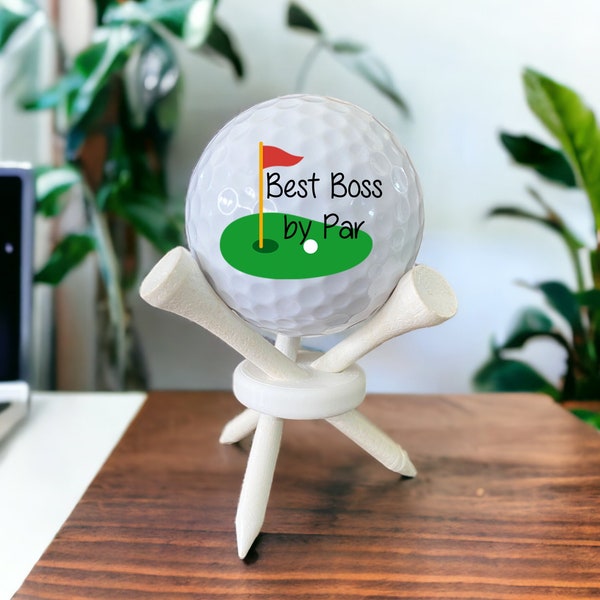 Gift Set, BEST BOSS by Par Golf Ball on Tee Stand, Golf Balls for your Boss, Golf Gifts for Boss, co-worker, Boss Birthday Gift from group