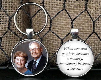 MEMORIAL KEYCHAIN - Your LOVED one's photo on one side - remembrance - in memory of - in loving memory - memorial charm - memorial necklace