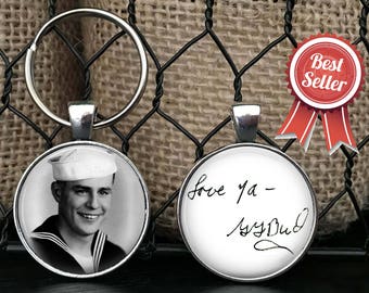 Handwriting Keychain, Handwriting Gift, Memorial Gift for Husband, Wife, Sympathy Gift, Handwritten Key Ring, In Memory of Mom Loss of Dad