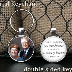 MEMORIAL KEYCHAIN - Your LOVED one&#39;s photo on one side - remembrance - in memory of - in loving memory - memorial charm - memorial necklace