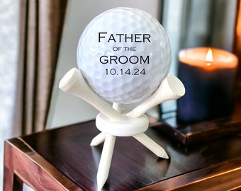 GIFT SET for Father of the Groom, custom golf ball with tee stand, wedding party gift, Groom's Father, Father of the Groom gift from groom