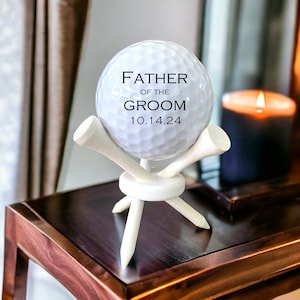 GIFT SET for Father of the Groom, custom golf ball with tee stand, wedding party gift, Groom's Father, Father of the Groom gift from groom