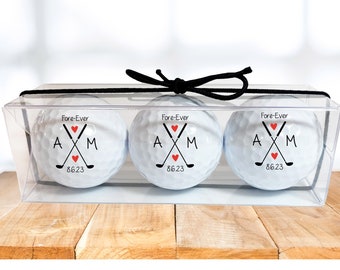 Couple Golf Balls, FORE-EVER, bride and groom golf balls, wedding golf balls - wedding gift for couple - golf wedding, engagement