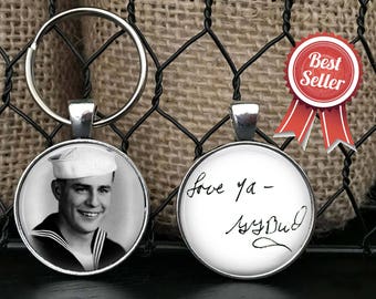 Your LOVED one's HANDWRITING or signature and PHOTO keychain - Child's Handwriting -  keychain - Loved Ones Handwriting - handwriting charm