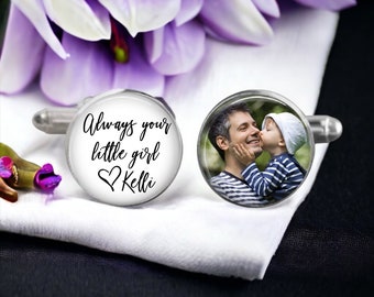 Custom Photo Cufflinks – Father of the Bride Wedding Keepsake – Daughter Sentiment Gift