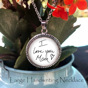 LARGE Custom Handwriting necklace - Child&#39;s Handwriting -Your Loved ones Handwriting or signature - Loved Ones Handwriting - memorial gift