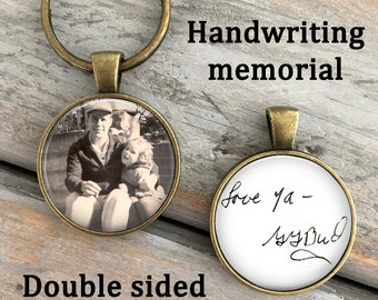 Handwriting Memorial Keychain, handwriting key chain, handwriting gift, actual handwriting, photo keychain, memorial keychain, in memory of