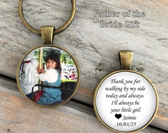 FATHER of the BRIDE GIFT - Stepfather of the Bride gift - "Thank you for walking by my side" - photo keychain, gift for Father of the Bride