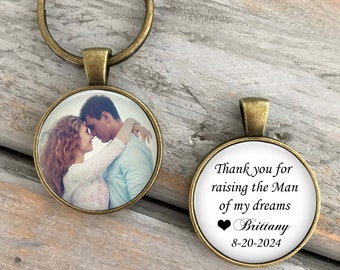 Gift for Father of the Groom - key ring, "Thank you for raising the man of my dreams" - gift from Bride - 2 sided keychain, photo key ring