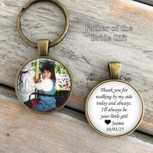 FATHER of the BRIDE GIFT - Stepfather of the Bride gift - "Thank you for walking by my side" - photo keychain, gift for Father of the Bride