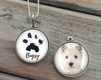 Custom paw print necklace, memorial pet necklace, Dog necklace personalized, pet memorial jewelry, in memory of, actual paw print, dog