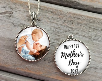 My First Mother s Day First Time Mom Mother s Day Jewelry Personalized Mother s Day Necklace Photo Pendant Necklace Mother s Day 2023 Etsy