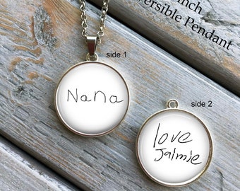 Custom Handwriting necklace - Double handwriting necklace, Child's Handwriting, YOUR Loved ones Handwriting or signature, Handwriting charm