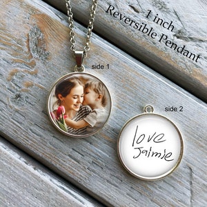 Custom Handwriting Custom Photo necklace - Child&#39;s Handwriting -YOUR Loved ones Handwriting or signature - Loved Ones Handwriting - charm