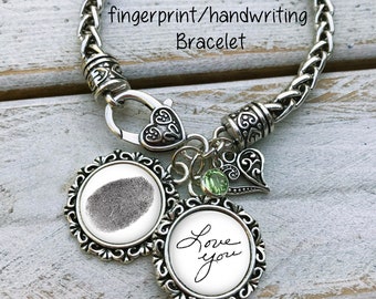 Fingerprint bracelet, handwriting Bracelet, fingerprint jewelry, thumbprint Bracelet, Memorial Gift, memorial jewelry , fingerprint memorial