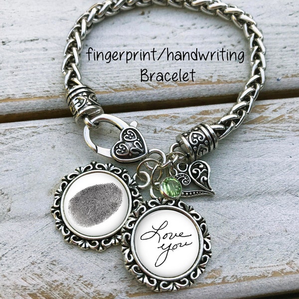 Fingerprint bracelet, handwriting Bracelet, fingerprint jewelry, thumbprint Bracelet, Memorial Gift, memorial jewelry , fingerprint memorial