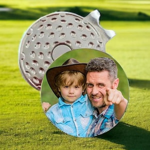 Custom Photo Golf Ball Marker and Hat Clip Set – Personalized Father&#39;s Day Gift for Golf Enthusiasts