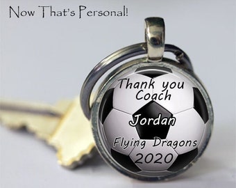 Custom SOCCER Keychain - Thank you Coach - Personalized with your Coach's name, TEAM NAME and year - Gift for Soccer Coach - Soccer